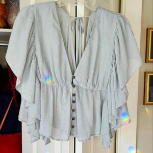 Ruffled Top size medium light blue